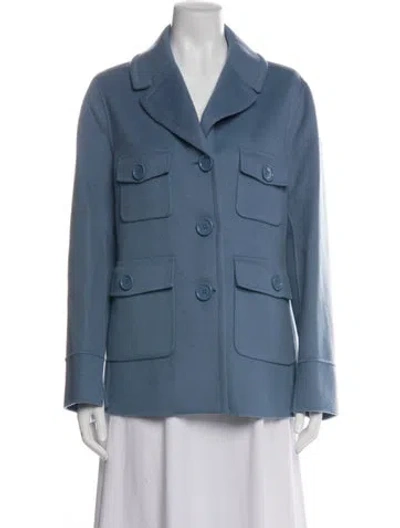 Pre-owned S Max Mara Virgin Wool Utility Jacket In Blue