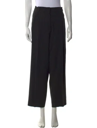 Pre-owned 's Max Mara Virgin Wool Wide Leg Pants In Black