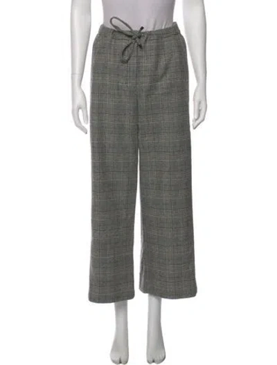 Pre-owned S Max Mara Virgin Wool Wide Leg Pants In Black/white
