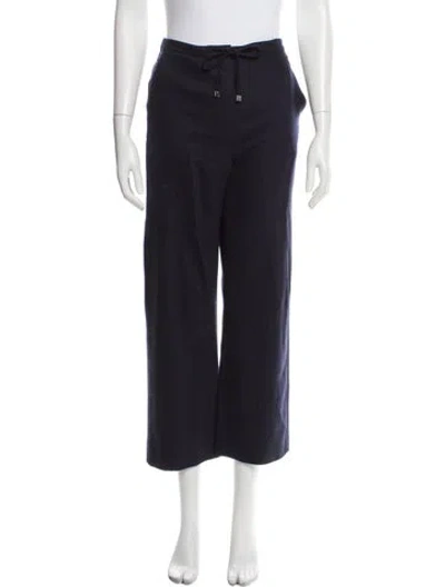 Pre-owned 's Max Mara Virgin Wool Wide Leg Pants In Blue