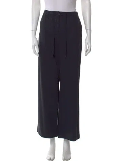 Pre-owned 's Max Mara Virgin Wool Wide Leg Pants In Blue