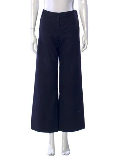 Pre-owned 's Max Mara Virgin Wool Wide Leg Pants In Blue