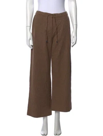 Pre-owned S Max Mara Virgin Wool Wide Leg Pants In Brown