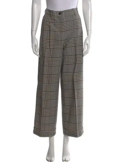 Pre-owned 's Max Mara Virgin Wool Wide Leg Pants In Neutrals