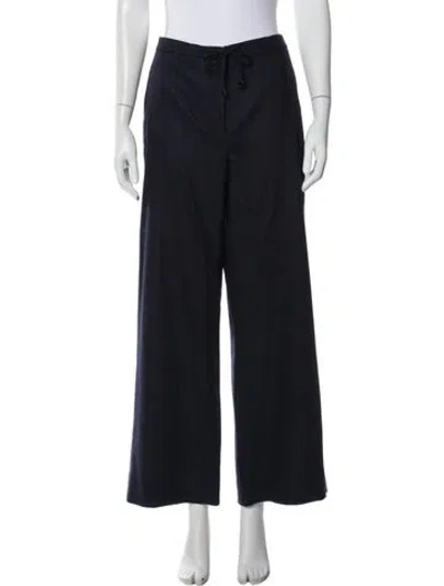 Pre-owned 's Max Mara Virgin Wool Wide Leg Pants W/ Tags In Blue