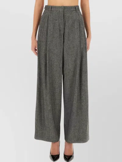 S Max Mara Virgin Wool Wide-leg Trousers In Gray