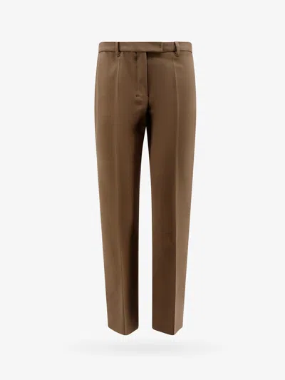 S Max Mara Viscose And Cotton Trouser In Brown