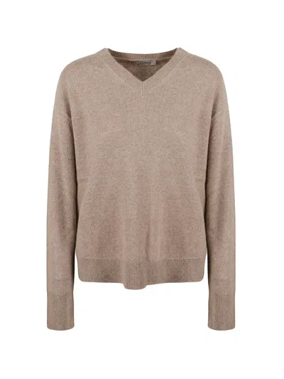 S Max Mara V-neck Fine-knit Sweater In Brown