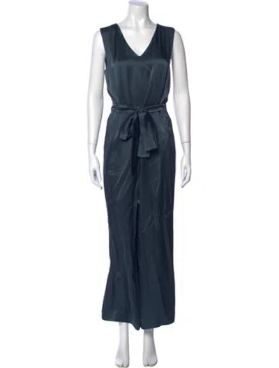 Pre-owned 's Max Mara V-neck Jumpsuit In Blue