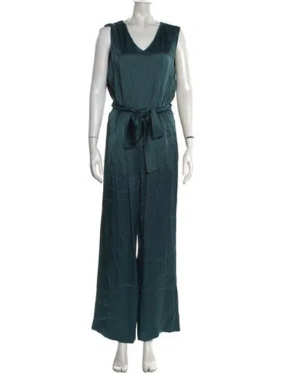 Pre-owned S Max Mara V-neck Jumpsuit In Green