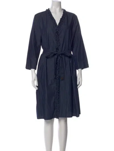 Pre-owned 's Max Mara V-neck Knee-length Dress In Blue