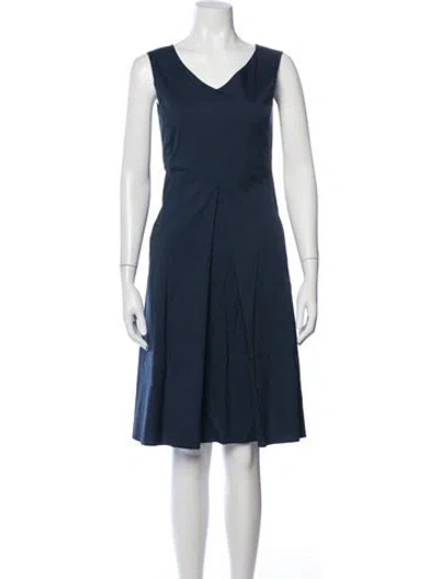 Pre-owned S Max Mara V-neck Knee-length Dress In Blue