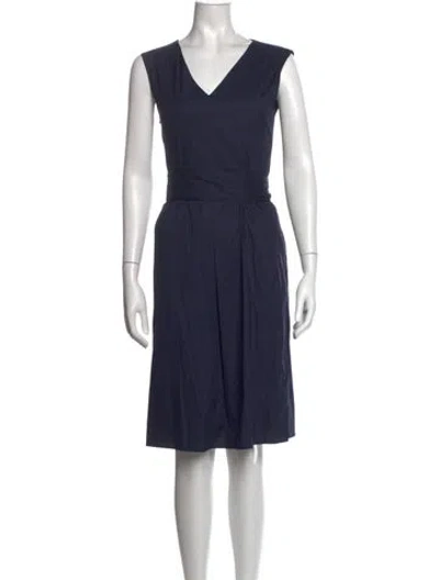 Pre-owned S Max Mara V-neck Knee-length Dress In Blue