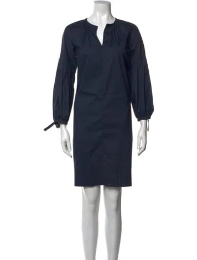Pre-owned S Max Mara V-neck Knee-length Dress In Blue