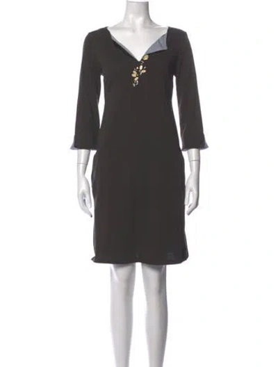 Pre-owned S Max Mara V-neck Knee-length Dress In Brown