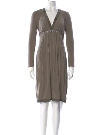 Pre-owned S Max Mara V-neck Knee-length Dress In Grey
