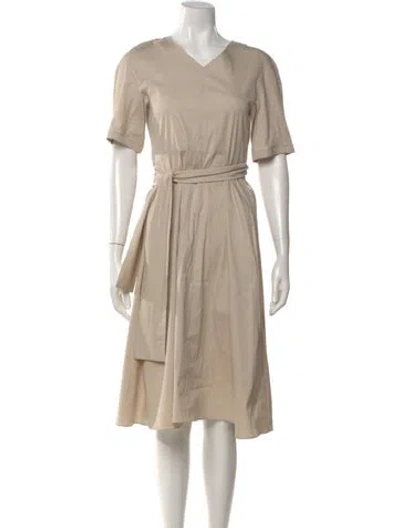 Pre-owned 's Max Mara V-neck Knee-length Dress In Neutrals