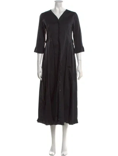 Pre-owned S Max Mara V-neck Long Dress In Black