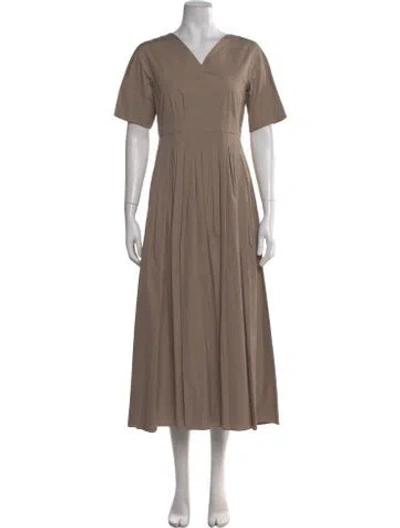 Pre-owned S Max Mara V-neck Long Dress In Brown