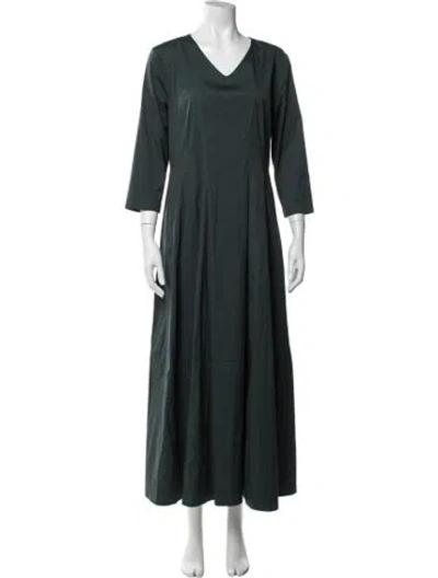 Pre-owned 's Max Mara V-neck Long Dress In Green