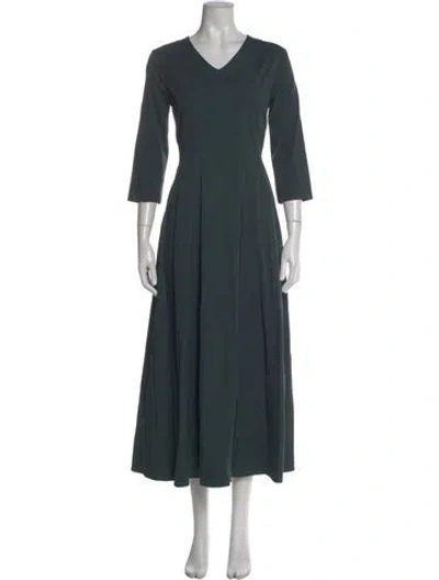 Pre-owned S Max Mara V-neck Long Dress In Green