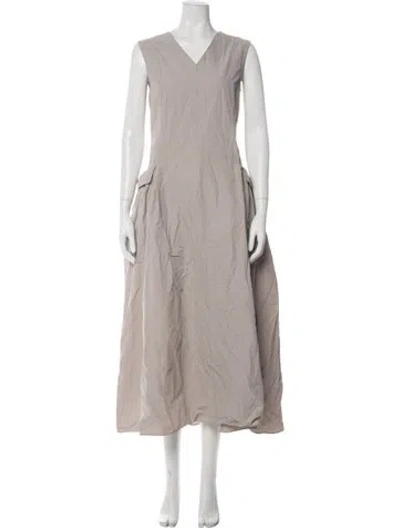 Pre-owned S Max Mara V-neck Long Dress In Neutrals