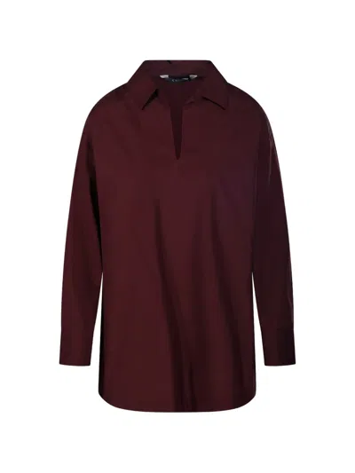 's Max Mara V-neck Long-sleeve Blouse In Red