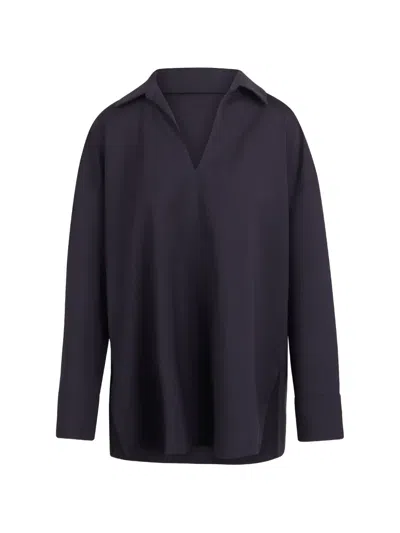 S Max Mara V-neck Long-sleeved Blouse In Blue