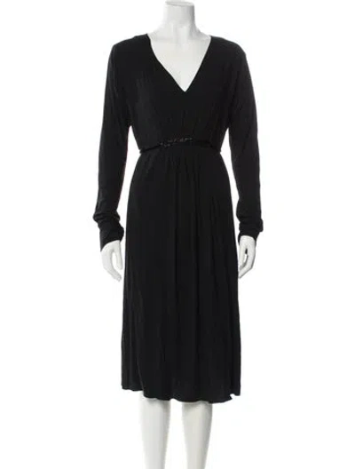 Pre-owned S Max Mara V-neck Midi Length Dress In Blue