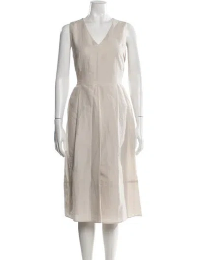 Pre-owned S Max Mara V-neck Midi Length Dress In Neutrals