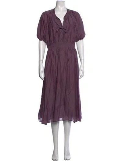 Pre-owned S Max Mara V-neck Midi Length Dress In Purple