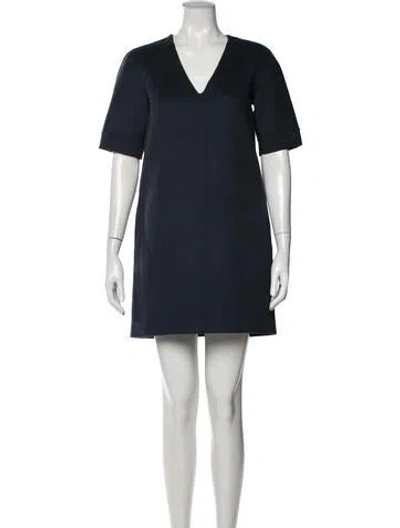 Pre-owned 's Max Mara V-neck Mini Dress In Blue