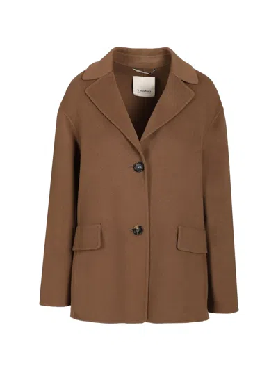 S Max Mara V-neck Single-breasted Wool Jacket In Brown