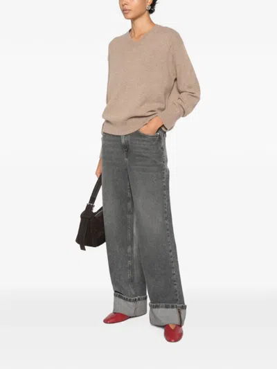S Max Mara V-neck Sweater In Brown