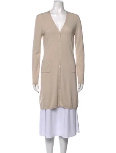 Pre-owned S Max Mara V-neck Sweater In Neutrals