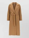 S Max Mara Waist Belt Long Coat With Lapels Pockets
