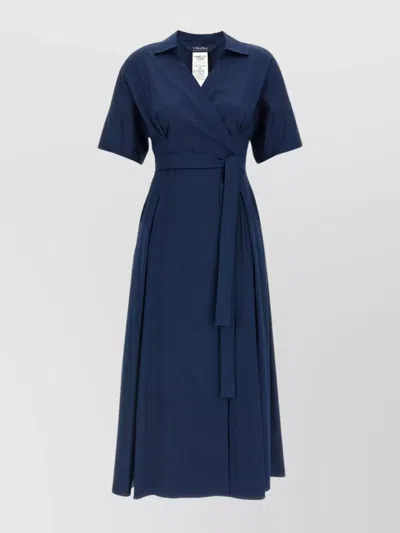 's Max Mara Waist Belt Pleated Wrap Dress In Blue