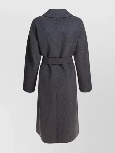 S Max Mara Waist Belted Double-breasted Coat In Gray