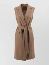 S Max Mara Waist Belted Knitwear Blazer In Brown