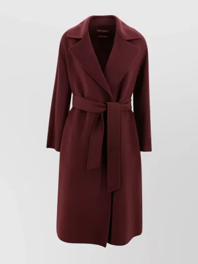 's Max Mara Waist Belted Lapel Coat With Long Sleeves In Red