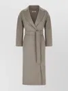 's Max Mara Waist Belted Long Lapel Collar Coat In Gray