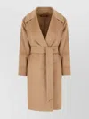 S Max Mara Waist Belted Long Sleeve Coat In Brown