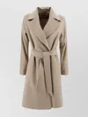 S Max Mara Waist Belted Long Sleeve Coat Lapel Pocket In Brown