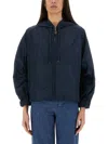 S Max Mara Straight Hooded Jacket Drawstring In Blue