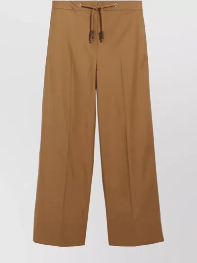 's Max Mara Waterproof Twill Trousers With Wide Leg Silhouette In Brown