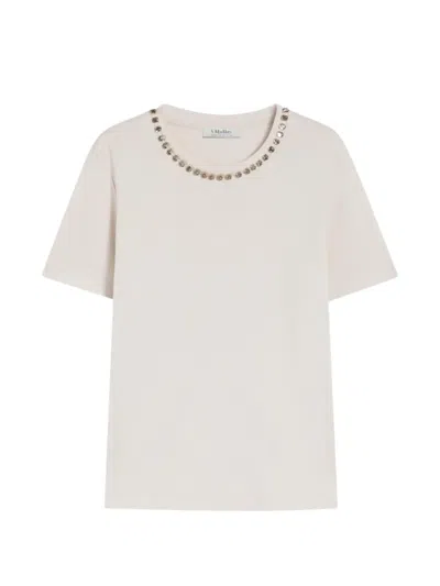 's Max Mara Cotton Blend T-shirt With Crystals In Neutral
