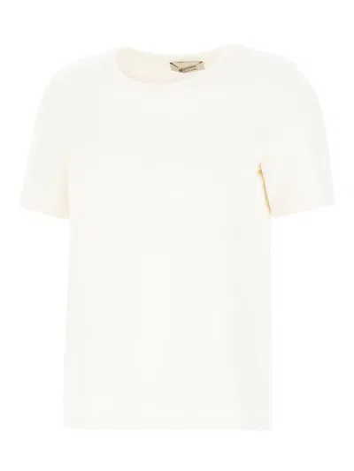 S Max Mara 크루넥 자수 티셔츠 In White