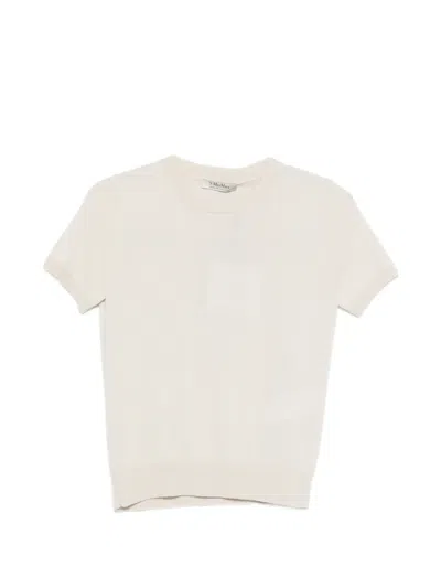 S Max Mara 반소매 스웨터 In White