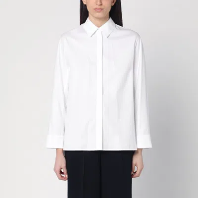 S Max Mara White Cotton Shirt In Brown