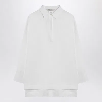 's Max Mara S Max Mara White Polo Shirt In Linen Canvas